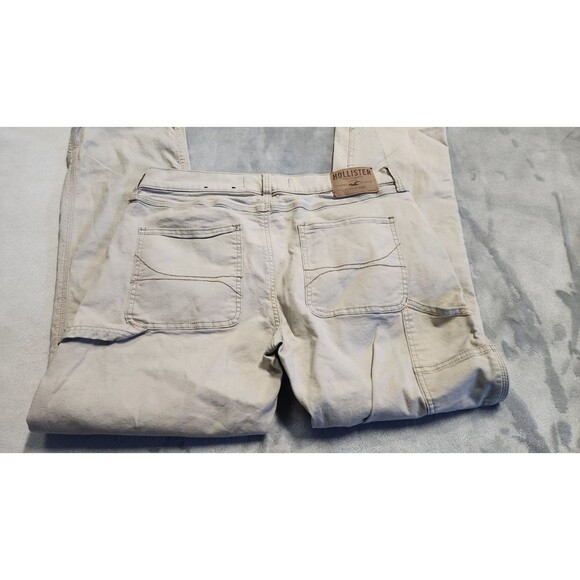 Hollister Baggy Y2K Cream Men’s 34x32 Solid Workwear Carpenter Pants - Picture 2 of 9